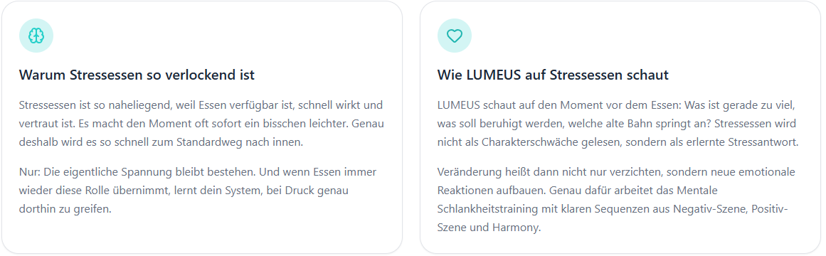 Warum Stressessen so verlockend ist – und wie LUMEUS auf das Muster schaut.